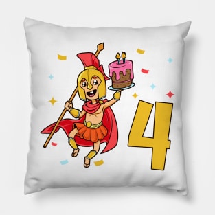 I am 4 with Spartan - kids birthday 4 years old Pillow