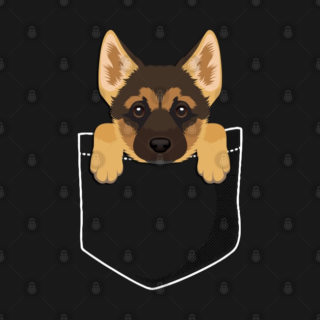 German Shepherd Puppy in a Pocket by Jamrock Designs