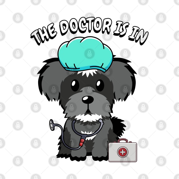 Cute schnauzer dog is a doctor by Pet Station