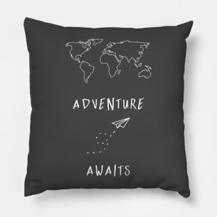 Adventure Awaits Map - White Pillow