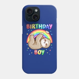 Birthday Boy Adorable Sloth Rainbow Theme Party Animal B-Day Phone Case