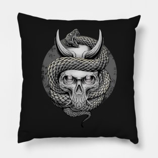 THE SKULL AND SNAKE BW Pillow