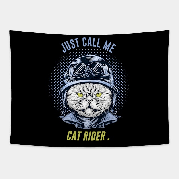 MOTORCYCLE BIKE RIDER - Cat RIDER Tapestry by Pannolinno