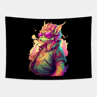Retro Dragon in New Sunglasses Tapestry