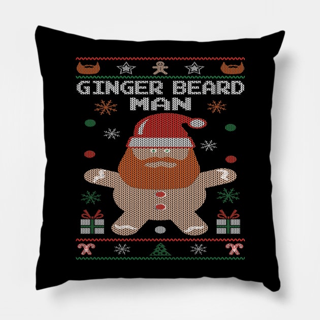 Ginger Beard Man Ugly Christmas Pillow by EthosWear