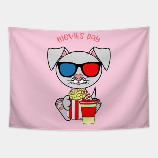 Movies day, movies and dogs lover Tapestry