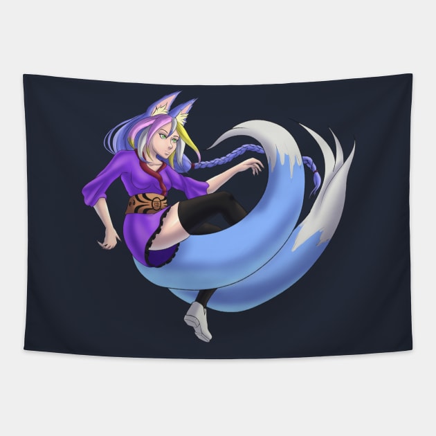 Kitsuna the Kitsune Tapestry by zeocloud