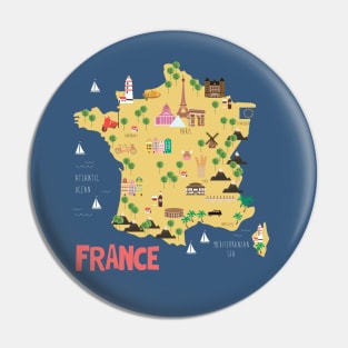 France illustrated map Pin