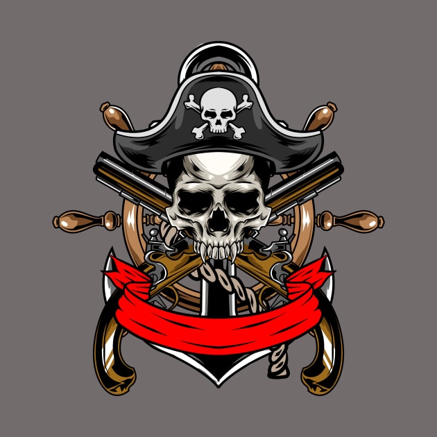 Skull Pirates Guns x Steering Wheel Anchor by Harrisaputra