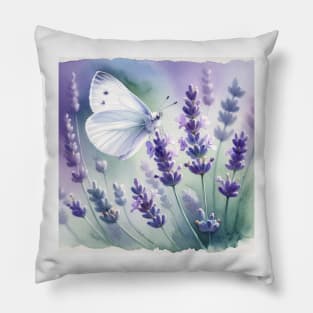 Pop Small White - Watercolor Butterfly Pillow