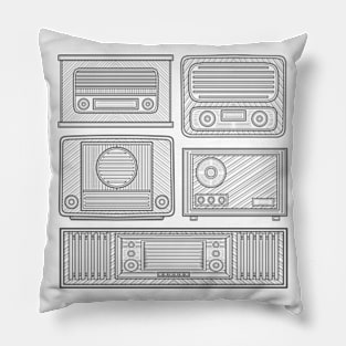 Classic Radio Line Art Pillow