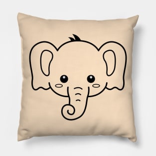 Elephant Head - Cute Illustration - Baby Elephants Pillow