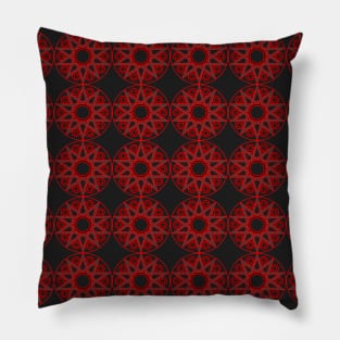 Red and grey Geometric 10 points star figure repetion pattern Pillow