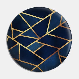 Navy Gold Stone Geometric Pin