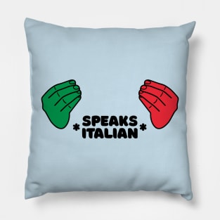 Talking hand gestures in flag colors with text Pillow