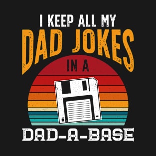 I Keep All My Dad Jokes in a Dad a Base Vintage retro sunset T-Shirt