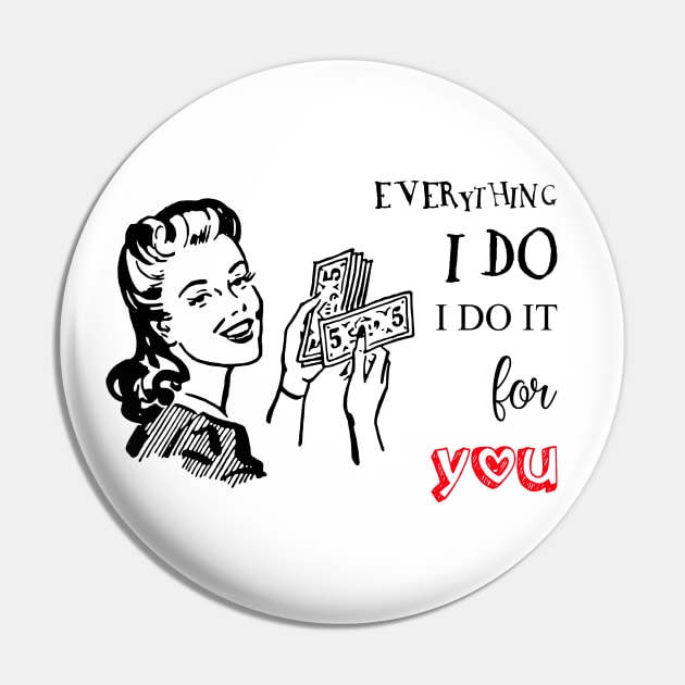 Woman, Money, and Love Quote, Retro style illustration Pin by Biophilia