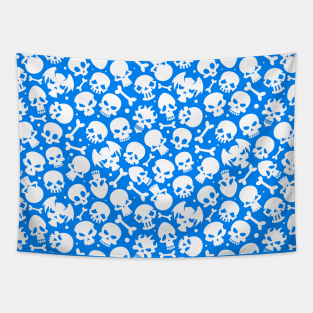 Skull Burial Ground Blue Tapestry