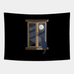 Night Sky Outside The Window Tapestry