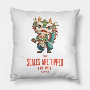 Dragon's Favor: Scales Tipping in Orange, Gold & Teal Pillow