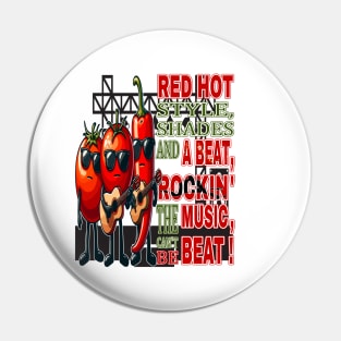 Red Hot Style Rockin the Beat, Groovy Veggie Band Pin