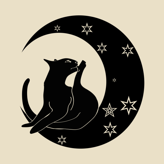 Cat On The Crescent Moon Cat Mug Teepublic