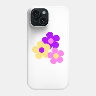 60's Flower Power Pop Flowers in Pink, Purple and Yellow Phone Case