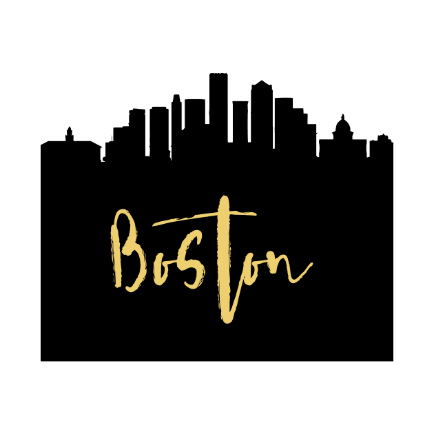 BOSTON MASSACHUSETTS DESIGNER SILHOUETTE SKYLINE ART by deificusArt