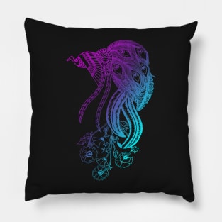 Purple and Blue Decorative Peacock Pillow