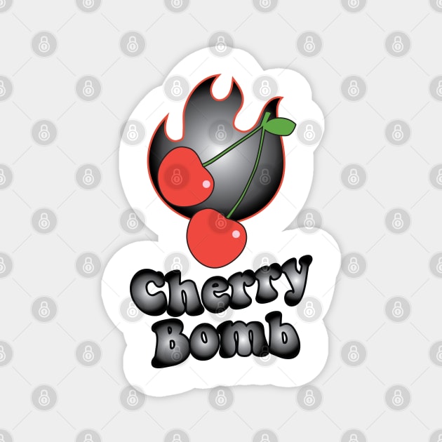 Black Cherry Bomb Flaming Design Magnet by YourGoods