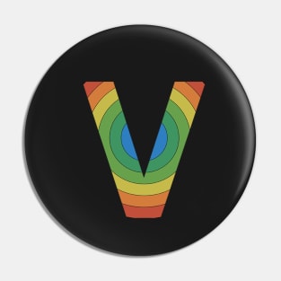 Retro Rainbow 'V' Sticker Pin