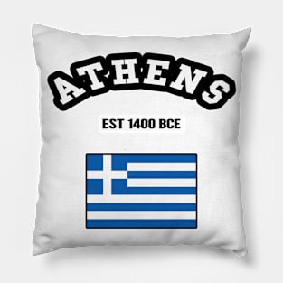 🏺 Athens Greece Strong, Greek Flag, Est 1400 BCE, City Pride Pillow