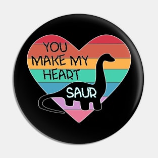 You Make my Heart Saur Dinosaur Valentine Pin