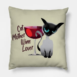 Cat mother wine lover Pillow