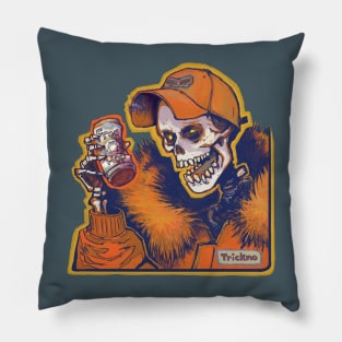 Skeleton Cheers Fire Pillow