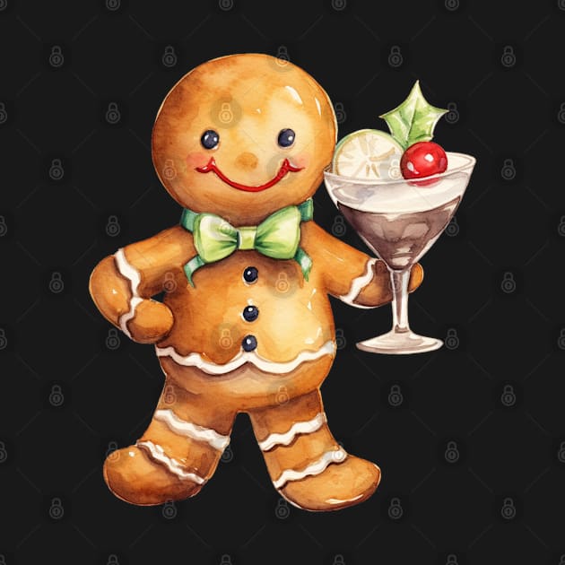 Christmas Gingerbread Man with Martini Glass by mw1designsart