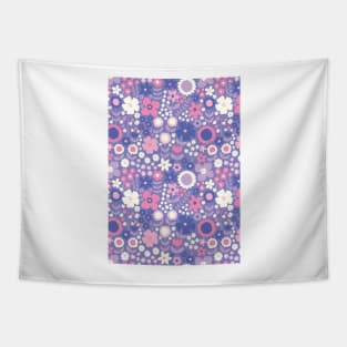 retro florals pattern, 70s groovy purple flowers, flower market, scandinavian florals, purple hues, purple, lilac, pink, hot pink Tapestry