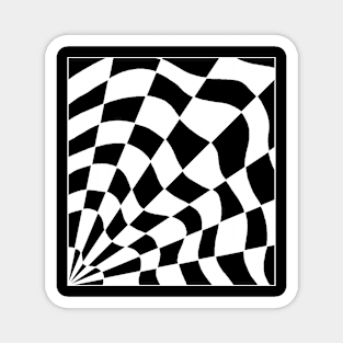 Geometric white checkered spider web design Magnet