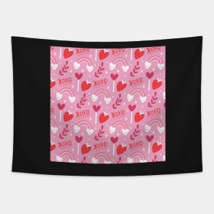 Pink Happy Love Valentine's Day Pattern Tapestry
