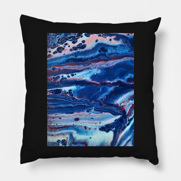 Mountain Lake - Abstract Acrylic Pour Painting Pillow by dnacademic