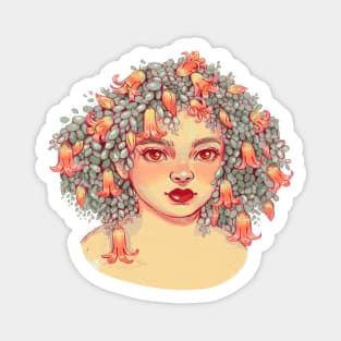 A girl with plants on her head Magnet