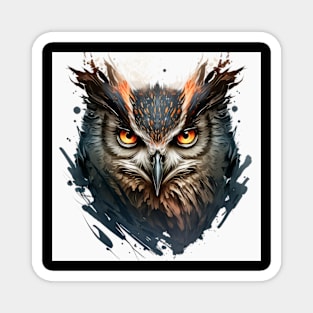 Owl Portrait Animal Painting Wildlife Outdoors Adventure Magnet