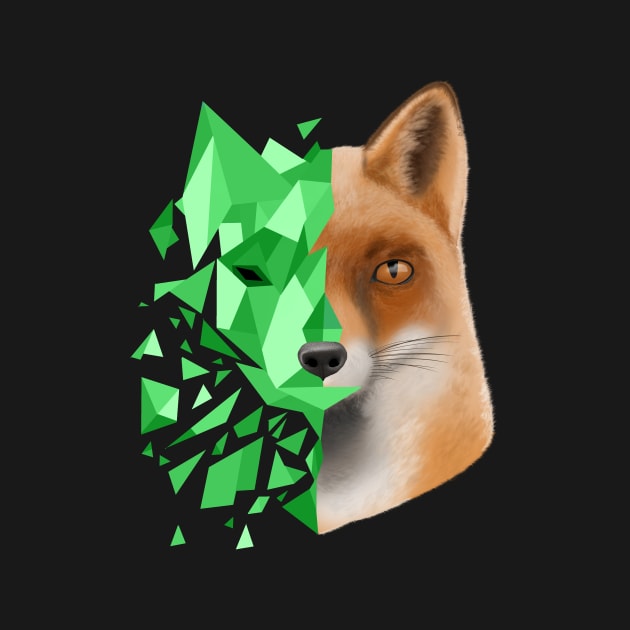 green shattered fox by dragonlord19