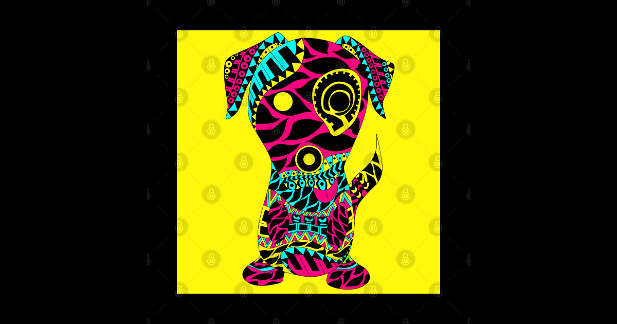 the tribal aztec dog in ecopop pattern - Dogs - Sticker | TeePublic