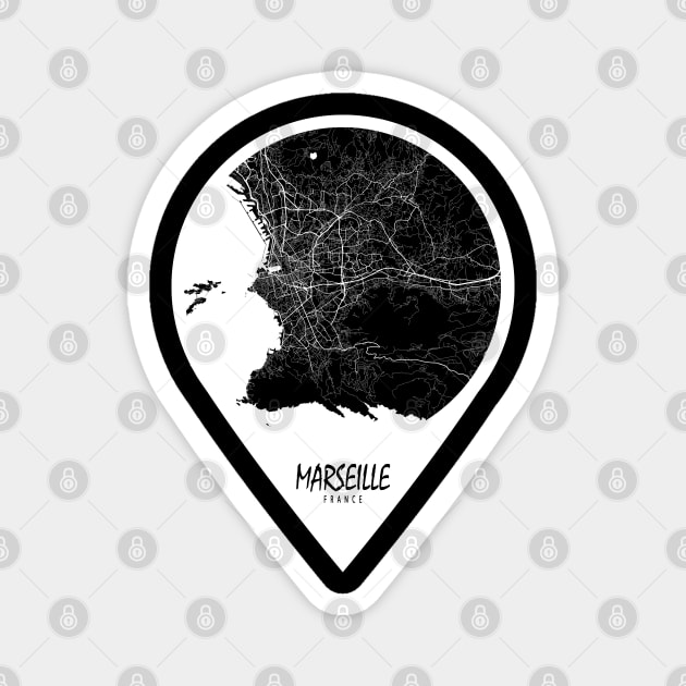 Marseille, France City Map - Travel Pin Magnet by deMAP Studio