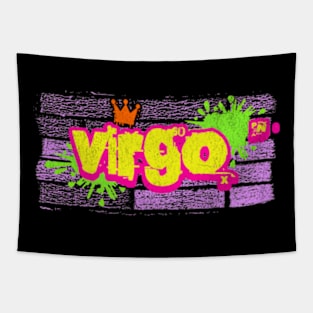 Virgo Retro Graffiti 80s Zodiac Birthday Astrology Sign Tapestry