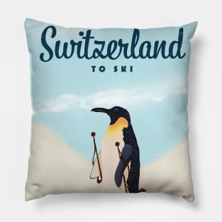 Switzerland Penguin to ski Pillow