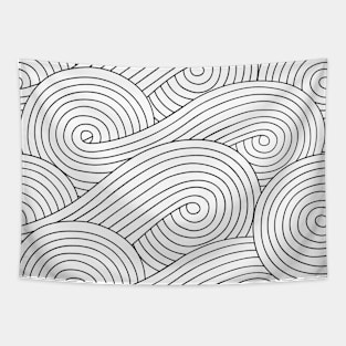 Line Art Minimalist Waves Tapestry