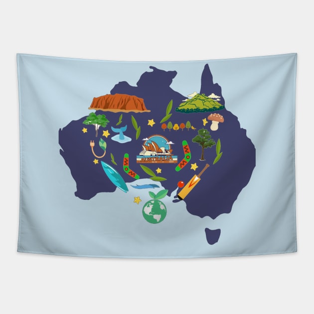 The wholesome Australian world Tapestry by HALLSHOP