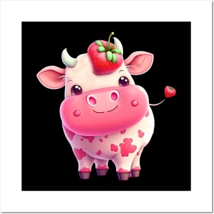 Strawberry Cow kawaii Photographic Print for Sale by MayBK